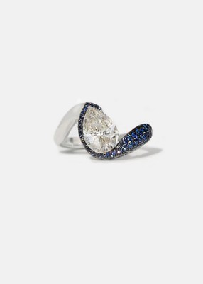 925 Sterling Silver Lab Created Diamond Trace Sapphire Cloud Engagement Ring