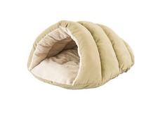 Ethical Pet Sleep Zone Cuddle Cave Tan 22 inch Plush Faux Suede Pet Bed