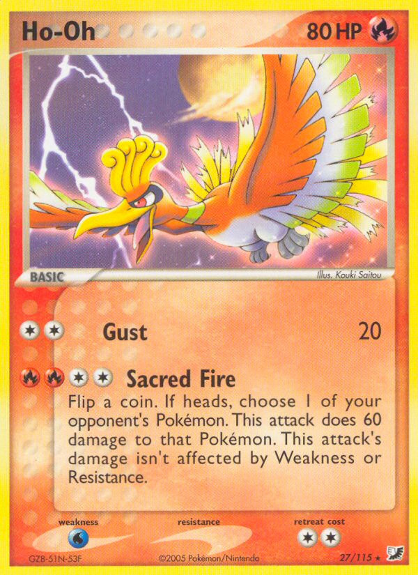 Ho-Oh 27/115 Holo Rare Unstamped Unseen Forces Vintage Pokemon Cards Near Mint