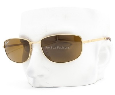 Ray-Ban Sunglasses Shiny Gold Brown Polarized Glass RB3732 001/57 56mm with Case