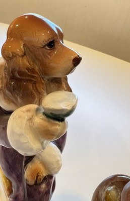 Whiskers Marty Sculptures Inc 3匹の犬の置物 Lot Vintage Enesco Japan THE BAR HOUNDS Dog Figurines & Mug Stein