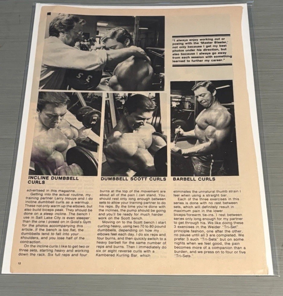 Larry Scott Mr. Olympia MASSIVE ARMS Biceps Training Bodybuilding Article Photo