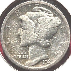 1921-P Mercury Dime Fine F Coin, Cleaning,As shown in the figure