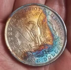 Awesome 1883-O Morgan Silver Dollar Rainbow Toned Unc Gem Pulled From PCI Slab