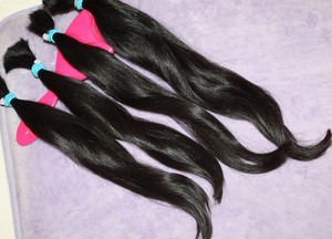 HAIR REBORN WIG 15.5 IN 3.7oz FINE & SILKY WAVY DARKEST BRUNETTE PONYTAILS E36