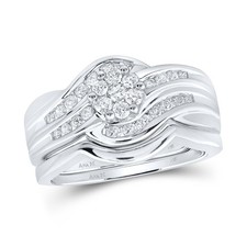 14kt White Gold Womens Round Diamond Bridal Wedding Engagement Ring Band Se