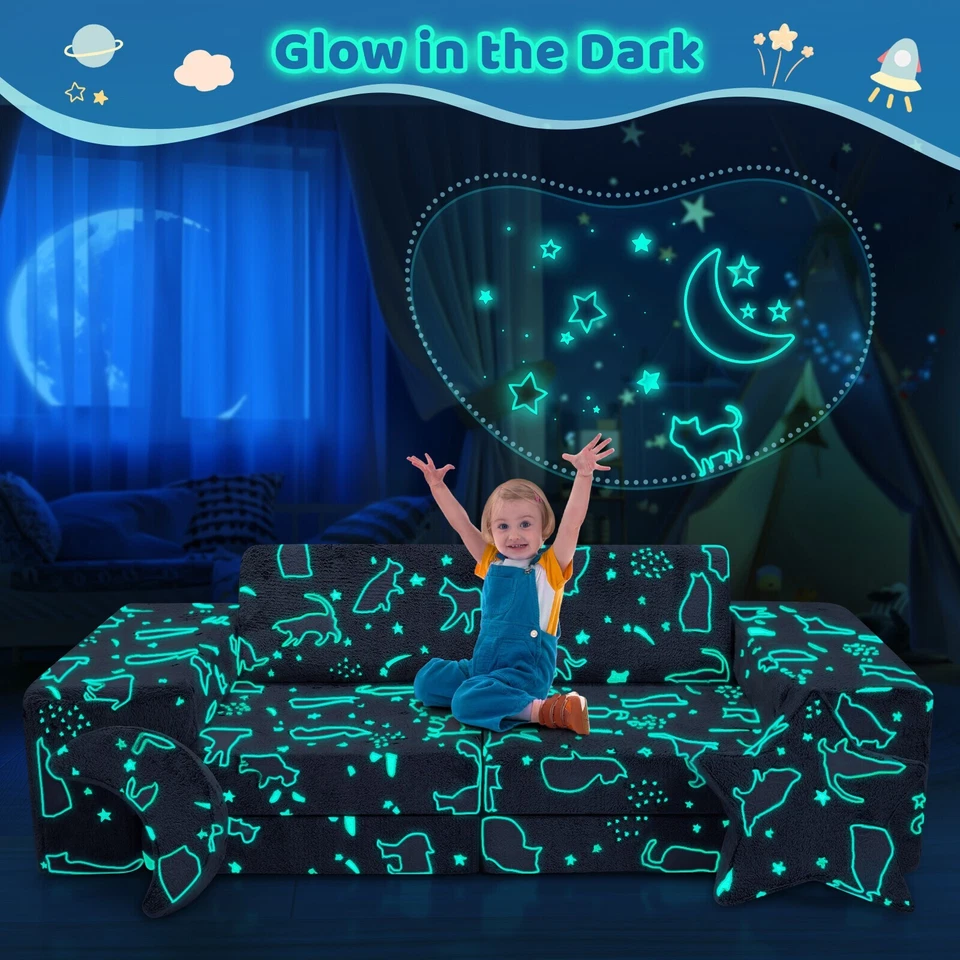 Sofá modular para niños de 9 piezas sofá para sala de juegos sofá para niños pequeños regalo de Navidad Foto 4 de 4