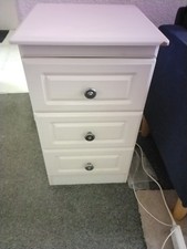 White MDF 3 Drawer Bedside Cabinet Chipped On Corner Buyer Collects FY13NE