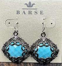 Barse Debutante Earrings- Turquoise- Silver- NWT