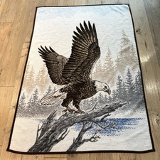 Vintage Biederlack Blanket Eagle Graphic Acrylic 75"x52" Made in USA