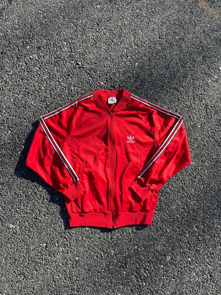 Vintage Adidas Trefoil Track Set 70s 80s Red Made In USA ILGWU Size M - Image 2 of 4