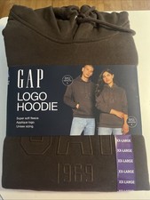 Gap 1969 Hoodie Mens XXL Brown Logo Fleece Pullover Sweatshirt 2XL