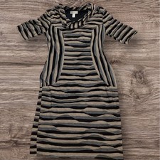 Dressbarn Striped Cowl Neck Sheath Dress Size 8 Black Beige Gray