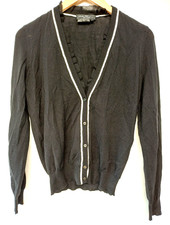 Salvatore Ferragamo Black White 100 Wool Two Tone Cardigan Size M Womens Knitwea