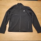 Adidas Golf Men's Softshell Jacket Full Zip Black / White Logo Zip Pockets Sz Sm