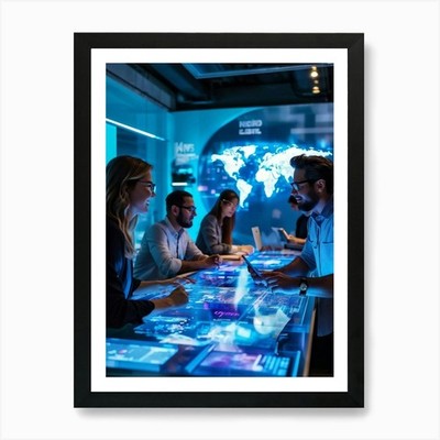 Digital Age Office With A Diverse G gerahmtes Wandbild Poster Leinwanddruck Bild