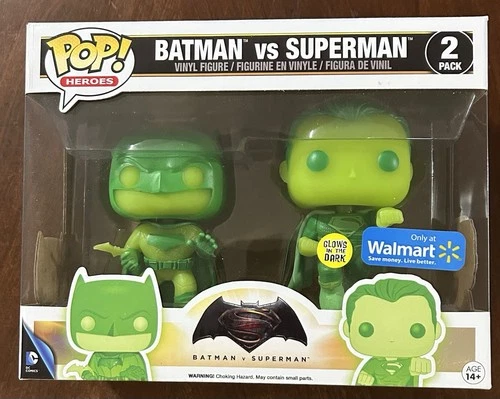 Funko Pop! DC Heroes Batman vs Superman 2-pak Glow in Dark Walmart Exclusive