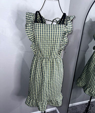 Wild Fable Green White Gingham Smocked Ruffle Square Neck Sundress Short XL