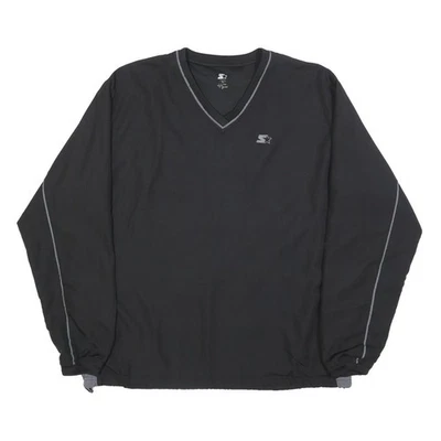 STARTER Sweatshirt Homme Noir Col V L Pull Léger Polyester Sportswear - Photo 1/4