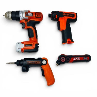 Black & Decker, Snap-on, Skil Lot of 4 Cordless Drills and Screwdrivers
