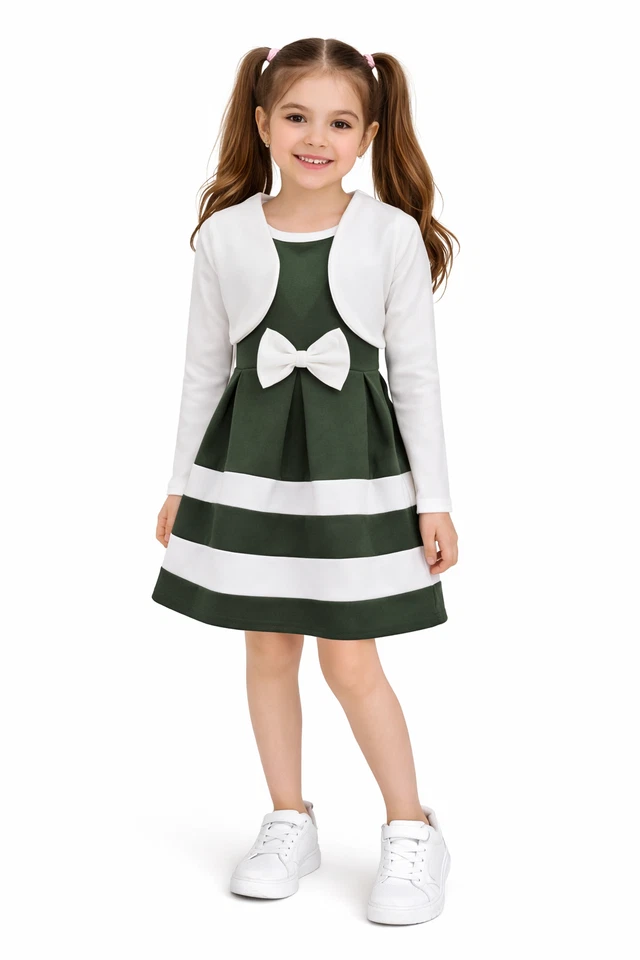 Elegantes Mädchenkleid mit angemähtem Bolero *NEU*  K241a - Bild 2 von 4