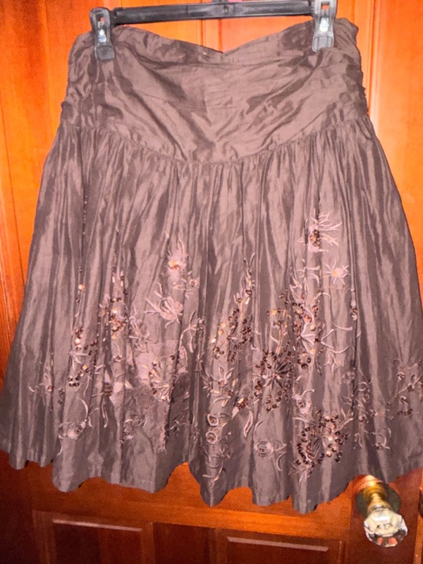 Y2K Brown Flare Skirt with sequence Size 6