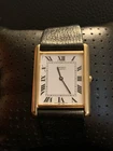 Vintage Men’s 1980 Seiko Roman Numeral Tank Watch 7430-5209 Gold Stainless Good