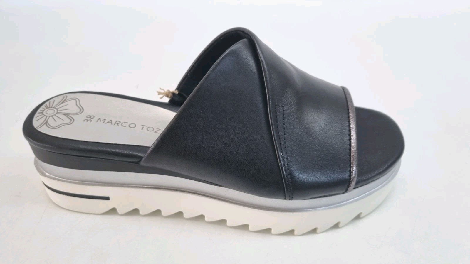 Marco Tozzi Womens Mules Sandals Black Leather Platform 27212 UK 5 EU 38.