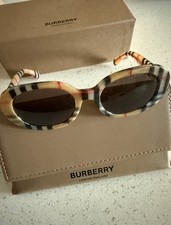 Authentic Burberry Oval Plaid Sunglasses Brow...