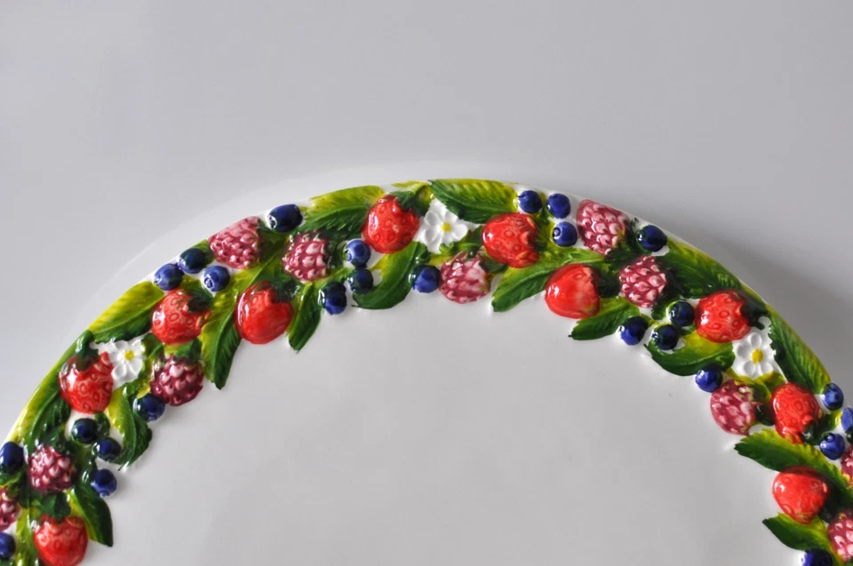 BASSANO KERAMIK   Tortenplatte  38 cm FRUTTINI Beeren MEDITERRANES GESCHIRR - Bild 2 von 2