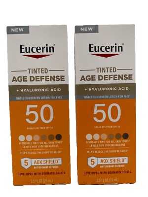 Eucerin Sun Tinted Age Defense SPF 50 Face Sunscreen Lotion 2.5 FL OZ Exp 8/25+