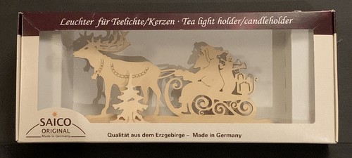 Saico Original Weihnachtsmann mit Rentier Holz Teelicht Kerzenhalter Made in Germany - Bild 6 von 6