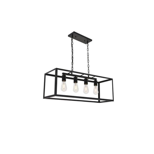 Living District Resolute 4-Light Mid-Century Metal Pendant in Black - Picture 4 of 7