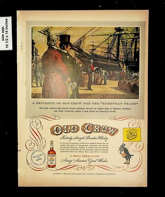 1953 Old Crow Whiskey Ship Vintage Print Ad 015811