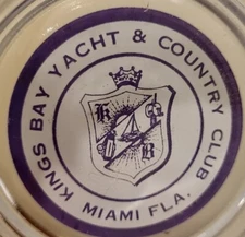 KINGS BAY YACHT & COUNTRY CLUB  Miami Florida  4" Sqaure Glass Ashtray  VINTAGE