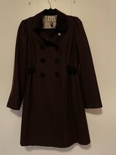 Vintage Forever Classic Brown Double Breasted Wool Pea Coat Snap Buttons Size L