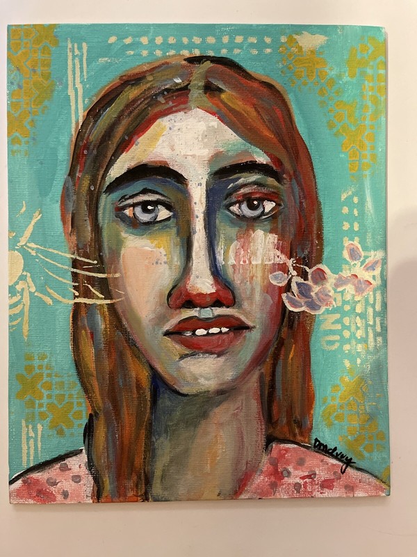 Origi Acrylic Outsider Art 8x10 painting - “She Took Chances”