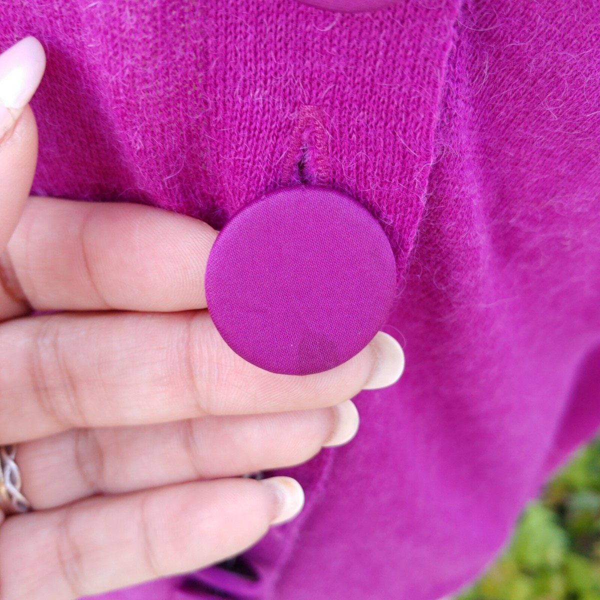 Cardigan Lanvin River 2006 - Laine & Soie - Magenta/Violet - Taille M - Occasion Très Bon État