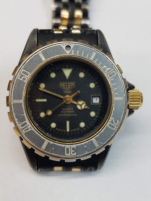 HEUER Ref. 980.028N 1000 Black Gold Ladies 200M Rare Diver Watch 
