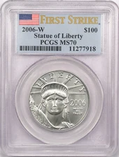 2006-W $100 American Platinum Eagle 1oz .9995, PCGS MS70, First Strike Label