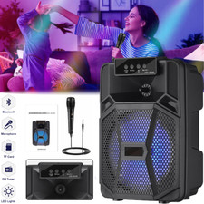 8" Portable Bluetooth Party Speaker with Microphone Heavy Bass Subwoofer FM USB