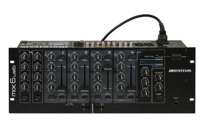 JB-Systems MIX 6 USB DJ Mischpult 19'' Mixer 6-Kanal Dual-Rail Fader 3-Band EQ