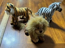 Lot 3 vintage Stuffins 1984 Plush Lion Tiger Zebra safari theme small Zoo