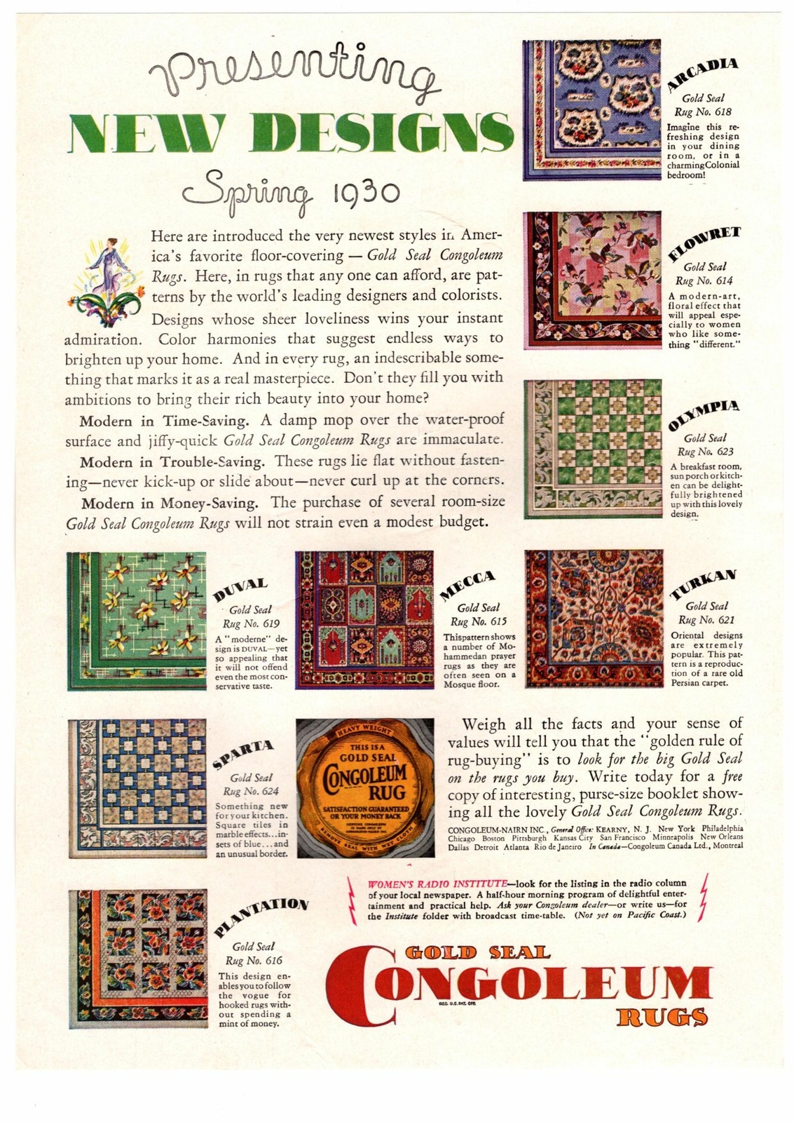 1930 Congoleum Gold Seal Rugs CongoleumNairn Kearny New Jersey Color