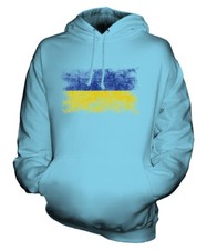 UKRAINE DISTRESSED FLAG UNISEX HOODIE TOP UKRAINA FOOTBALL UKRAINIAN GIFT