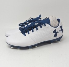 Under Armour UA Team Magnetico Select FG Youth Soccer Cleats White Blue 6.5
