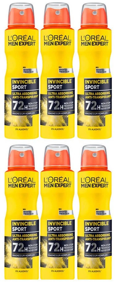 L'ORÉAL Loreal Men Expert Invincible Sport Deospray 72h Antitranspirant Schutz 6x 150ml