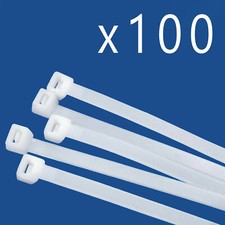 100 Pack Lot Pcs Qty - 12" Inch Nylon Cable Zip Wire Tie 50 lbs - Natural White