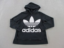 Adidas Sweater Womens Small Black White Hoodie Originals Big Trefoil Sweatshirt
