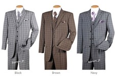 Fortino Landi Men's 3 Piece Plaid Checks 3 Button Suit w/ Vest 5802V6